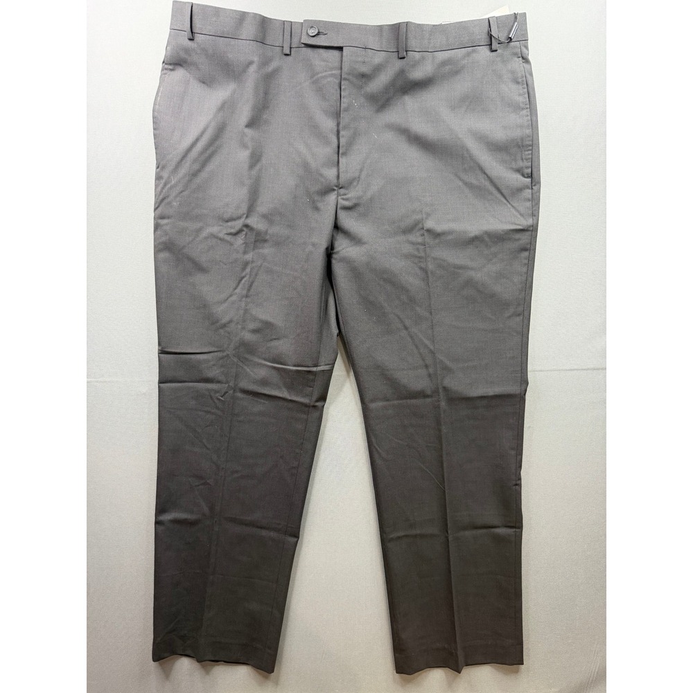 Claiborne Dress Pants Mens Grey Micro-Check Flat Front 42x30